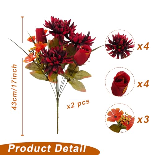Artificial Fall Cemetery Flowers Set for Grave Decoration - 22 Heads, Weather-Resistant