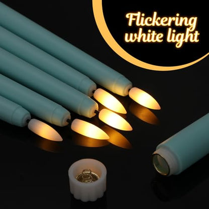 48 Pack Flameless LED Taper Candles - Teal, 11 Inch Battery Operated