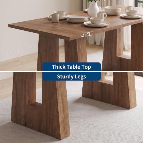 Garvee 63-Inch Modern Dining Table - Light Brown, Seats 4-6