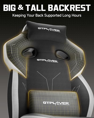 GTPLAYER Big & Tall Gaming Chair Charcoal 13 Wide Seat with Footrest