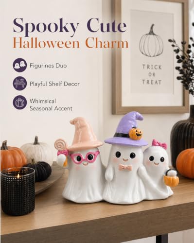 Indoor Ghost Figurine Trio Halloween Decoration - White Pastel Ghosts