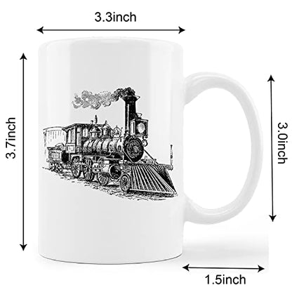 Retro Train Mug - Vintage Locomotive Ceramic Coffee Cup 11oz - Train Enthusiast Gift