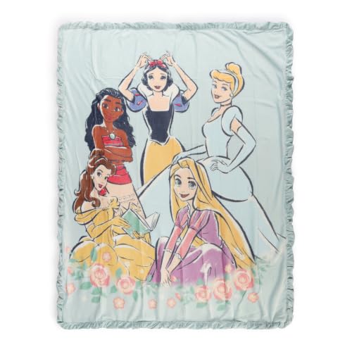 Kids Plush Throw Blanket with Ruffled Edges - Multi Princess 46x60