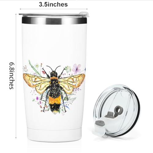 Bee Gifts Cute Bees Tumbler 20oz Stainless Steel Travel Cup with Lid - Bees Themed Gift for Women Men Children Variation of Bee Cute 1123