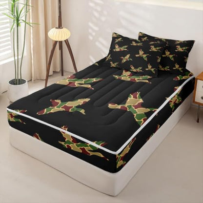Kids Camouflage Comforter Set Full Maroon Brown Black Hunting Bedding 3 Pcs