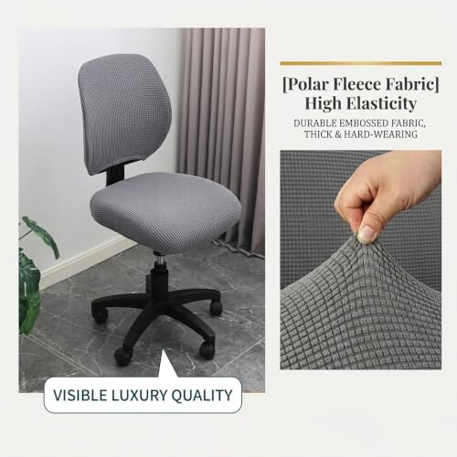 Off-White Universal Split Jacquard Stretch Office Chair Slipcover, Non-Slip & Pet Friendly