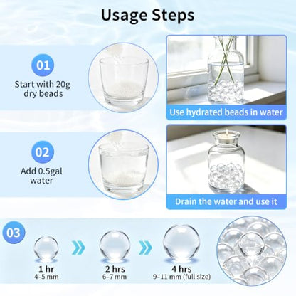 10,000 Clear Water Gel Beads for Vase Fillers & Decorations