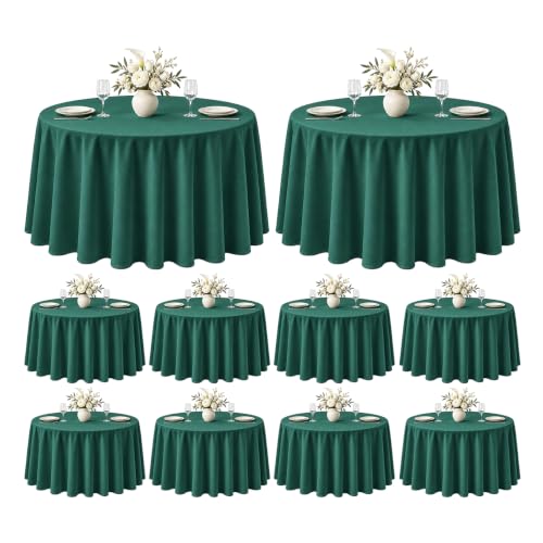 VidaFete 10 Pack 120-Inch Green Round Polyester Tablecloth - Classic Series