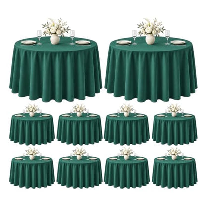 VidaFete 10 Pack 120-Inch Green Round Polyester Tablecloth - Classic Series