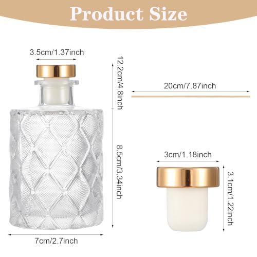 8 Glass Reed Diffuser Bottles with Sticks Set - Refillable Home Fragrance Containers