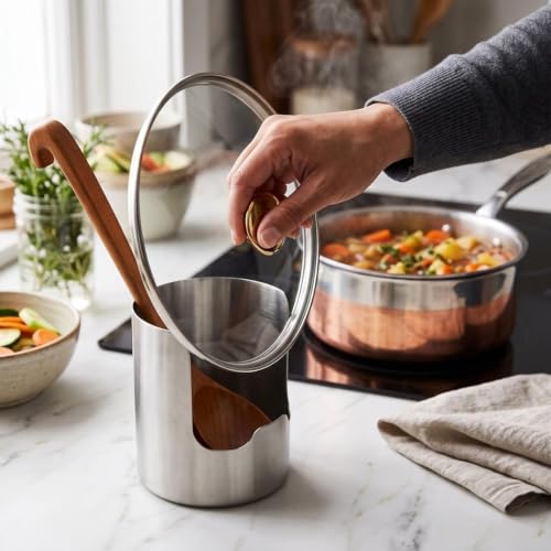 Multi-Functional Kitchen Utensil & Lid Holder Stainless Steel Vertical Rack