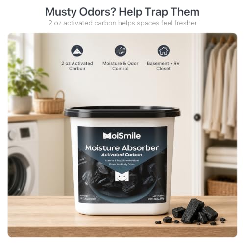 Moismile Activated Carbon Moisture Absorber Buckets 14 oz - 4 Pack