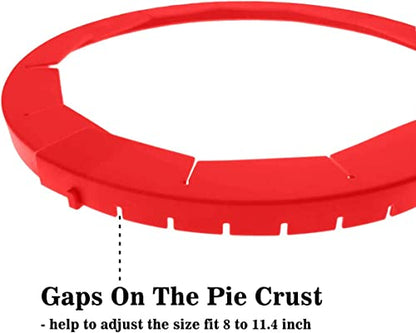 Adjustable Silicone Pie Crust Shield - 2 Pack, Fits 8-11.4 Inch Pies, Red & Clip