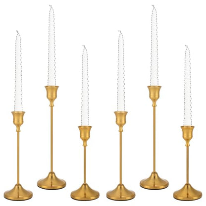 Brass Gold Candlestick Holders Set of 6 Taper Candle Holders for Halloween Christmas Home Decor