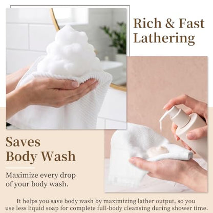 Japanese Exfoliating Shower Towel Cotton for Women - White, 1 Pack