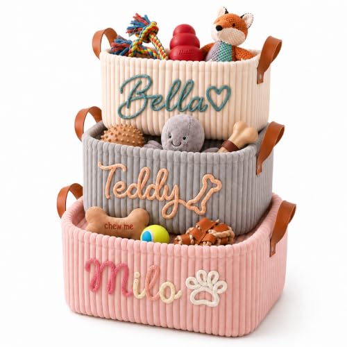 Personalized Dog Toy Basket with Name - Custom Pet Toy Storage Bin - Pet Basket