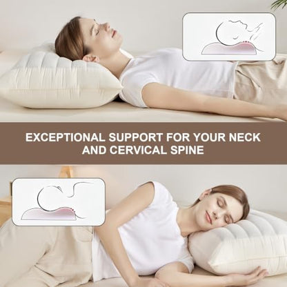 Organic Buckwheat Pillow 20x26 Inches Dual Firmness Support White