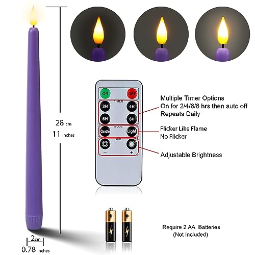 Homemory Flickering LED Advent Candles Set of 4 with Remote Timer - Purple & Pink