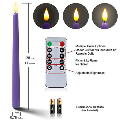 Homemory Flickering LED Advent Candles Set of 4 with Remote Timer - Purple & Pink