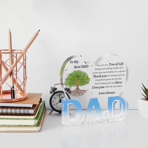 Heart Acrylic Plaque for Dad - Fathers Day Gift from Daughter Son - Dad Tree Variation