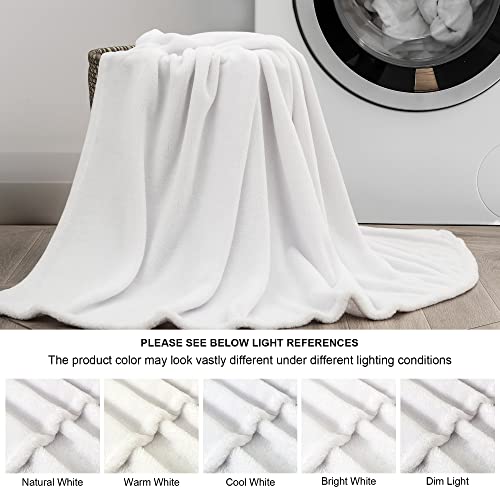 BEDELITE Twin Size Fleece Blanket - Soft Plush White 60x80 Inches - Cozy Home & Bed Throw