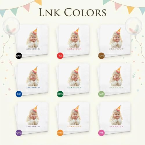 Personalized 30th Birthday Napkins with Photo and Text - Design 1