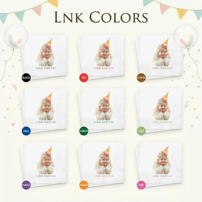 Personalized 30th Birthday Napkins with Photo and Text - Design 1