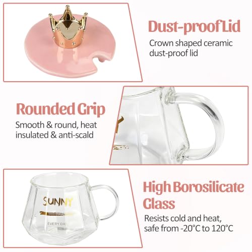 Pink Heated Mug Set with Glass Mug, Auto On/Off Coffee Warmer & Gift Box