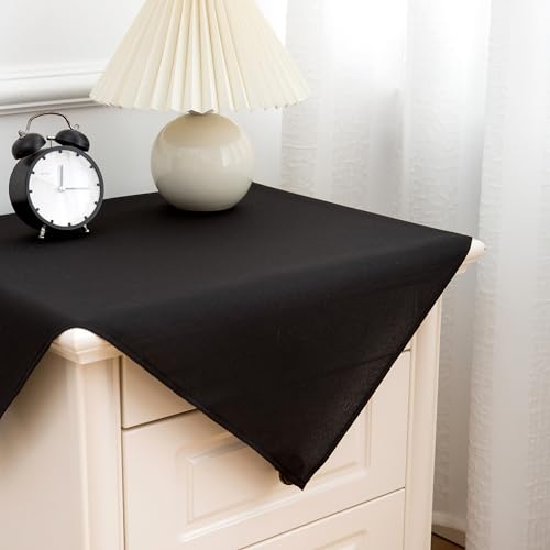 sancua 2 Pack Small Square Tablecloth 24 x 24 Inch Black, Stain and Wrinkle Resistant Washable Polyester Table Cloth Decorative Solid Fabric Table Cover for Nightstand End Bedside Table