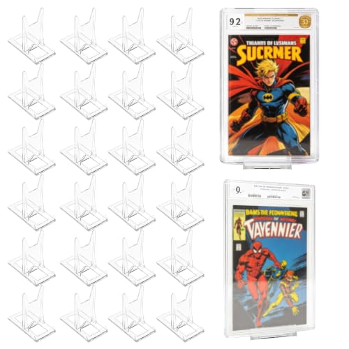 24 Pack Clear Acrylic Comic Book Display Stands Adjustable Graded Comic Racks