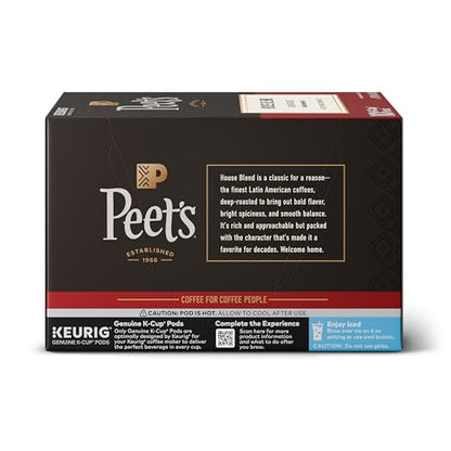 Peet's Coffee, Dark Roast Keurig K-Cup Pods, 100% Arabica Coffee - House Blend 60 Count (6 Boxes of 10 K-Cup Pods)