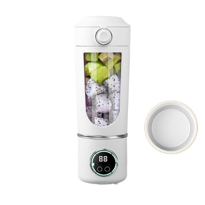 Portable juicer, small rechargeable juicer, multifunctional juicer cup, household crushed ice juicer cup, USB charging (White,7.4V high-end juicing cup 12 knives)