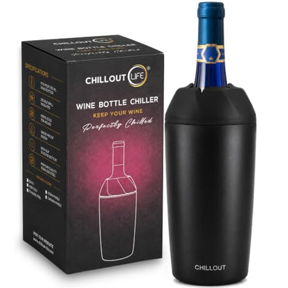 Wine Bottle Chiller Stainless Steel Cooler - Black Finish