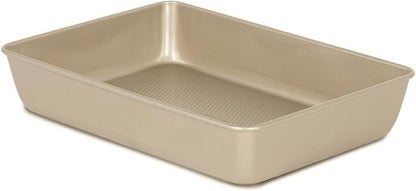 Glad Nonstick Baking Pan - Oblong Metal Dish for Cakes & Lasagna - Heavy Duty Carbon Steel, Small, Gold