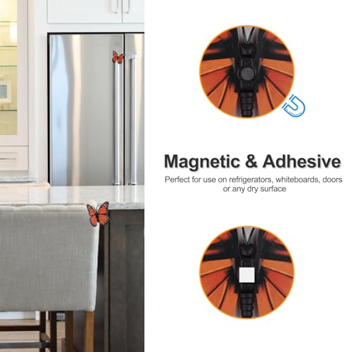 32 Pcs Monarch Butterfly Magnets - 4 Sizes Decorative Wall & Fridge Decals