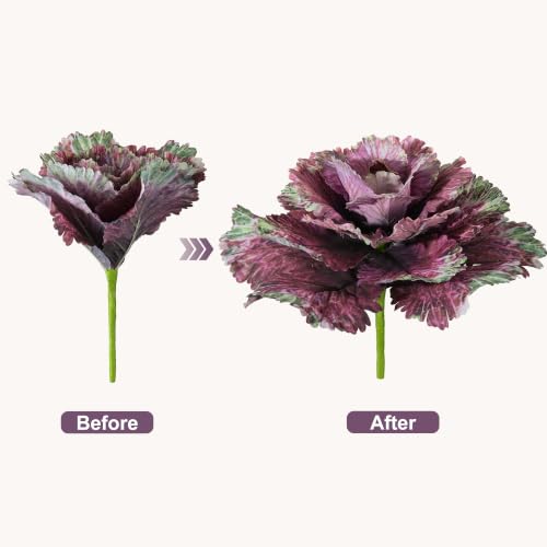 Fuchsia Faux Cabbage Plants - 2PCS Artificial Vegetables for Decor