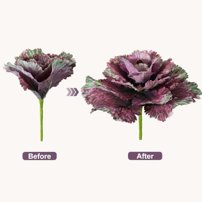 Fuchsia Faux Cabbage Plants - 2PCS Artificial Vegetables for Decor