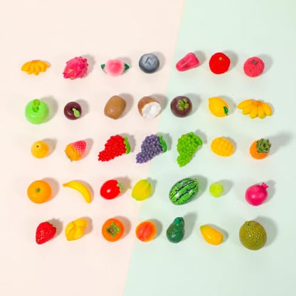35PCS Resin Artificial Fruit Decor Miniature Fruit Figures for Crafts & Home