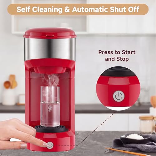 Red Single Serve Coffee Maker with K Cup & Ground Coffee Options - Compact & Fast Brewing