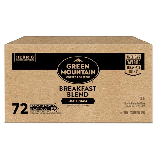 Green Mountain Coffee Roasters Breakfast Blend Single-Serve Keurig K-Cup Pods, Light Roast Coffee, 72 Count