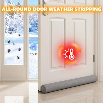 36-Inch Door Draft Stopper with Hook and Loop Straps - Sound Insulation & Energy Saving