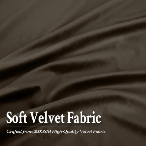 Brown Velvet Blackout Curtains 52W x 84L Set of 2 - Thermal & Light-Blocking