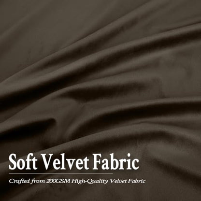 Brown Velvet Blackout Curtains 52W x 84L Set of 2 - Thermal & Light-Blocking