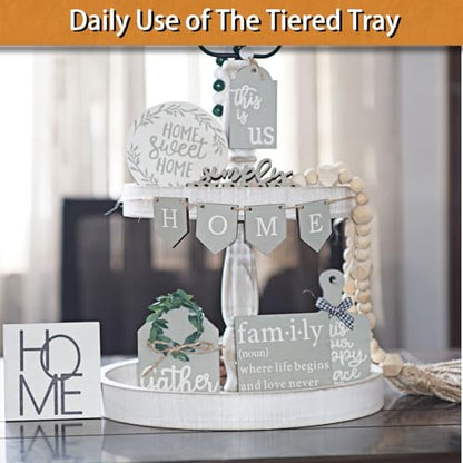White 15.7-Inch Two Tiered Cupcake Stand Decorative Tray Farmhouse Home Decor