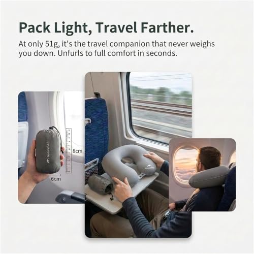Ultralight Inflatable Travel Neck Pillow for Neck Support - Grey