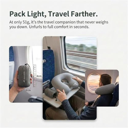 Ultralight Inflatable Travel Neck Pillow for Neck Support - Grey