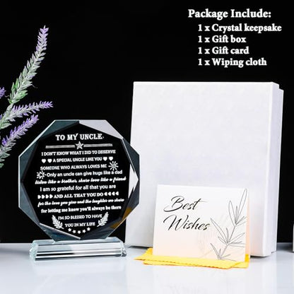 Uncle Gifts from Niece Nephew - Crystal Keepsake for Uncle, Style 2