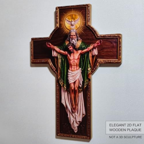 Green Holy Spirit Jesus Cross Wall Art - Wooden Religious Decor, Minimalist 2D Spiritual Gift