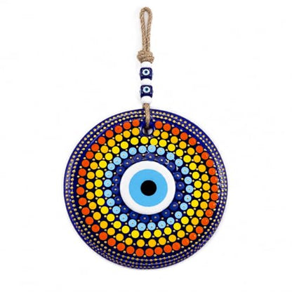 Hand Painted Evil Eye Wall Decor 22cm - Mandala Stained Glass Art