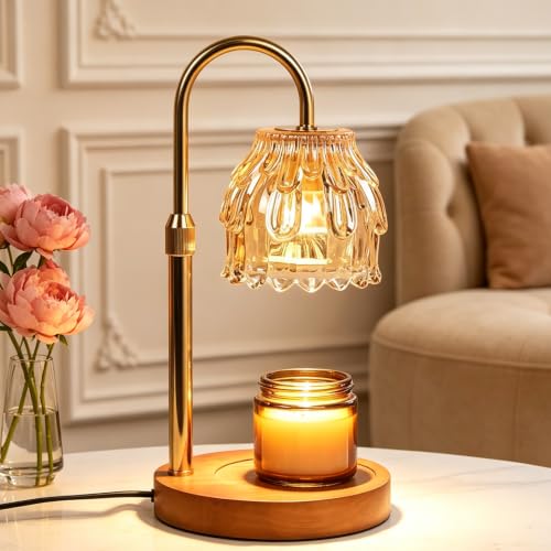 Adjustable Height Candle Warmer Lamp with Timer and Dimmable Light